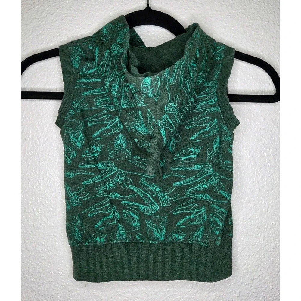 Jurassic World Toddler Hoodie Vest 3T Green Dinosaur Print Zip Up‎